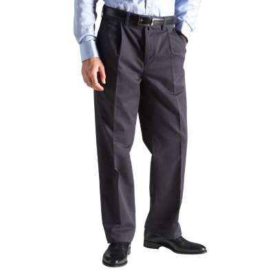 Navy Single Pleat Chino