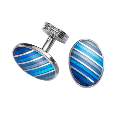 Charles Tyrwhitt Blue Stripe Enamel Cufflinks