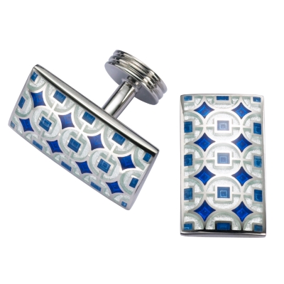 Charles Tyrwhitt Blue Geometric Enamel Cufflinks