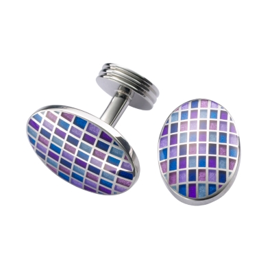 Charles Tyrwhitt Lilac Mosaic Enamel Cufflinks