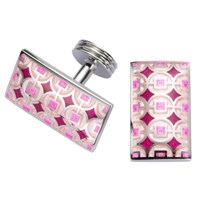 Charles Tyrwhitt Pink Geometric Enamel Cufflinks