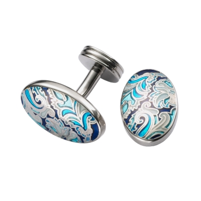 Charles Tyrwhitt Sky Floral Enamel Cufflinks