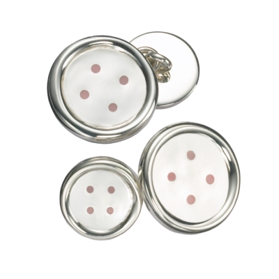 Sterling Silver Pink Button Cufflinks