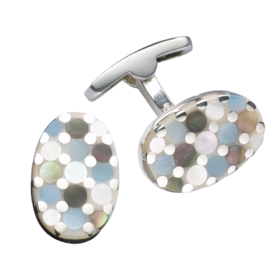 Sterling Silver Blue Polka Dot Cufflinks