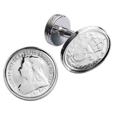 Sterling Silver Threepence Cufflinks