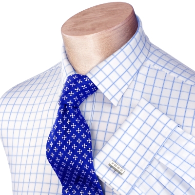 Charles Tyrwhitt Colton Blue Textured Check Sea Island Quality