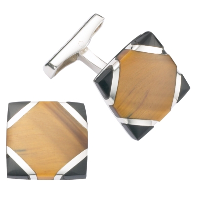 Sterling Silver & Tigers Eye Cufflink