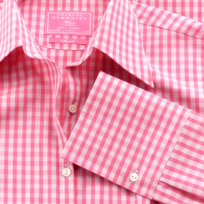 Charles Tyrwhitt Pink Check Stretch Shirt
