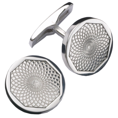 Sterling Silver Round Texture Cufflink