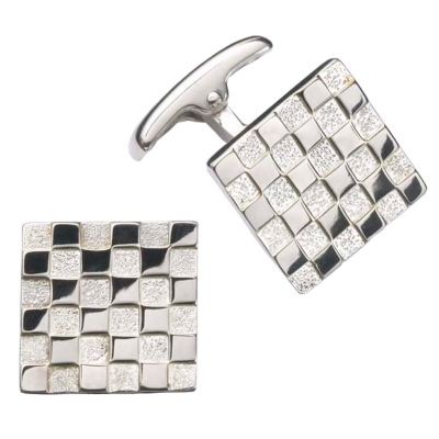 Sterling Silver Chequer Board Cufflink