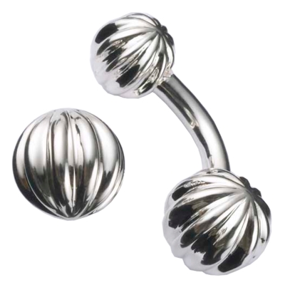 Sterling Silver Double Ended Ball Cufflink