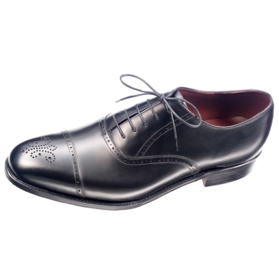 Black Calf Leather Oxford Semi-Brogues