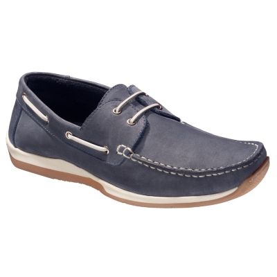 Charles Tyrwhitt Navy Nubuck Turn-up Boat Shoes