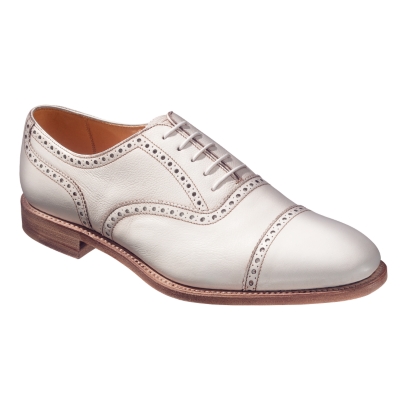 White Soft Grainy Leather Semi-Brogues
