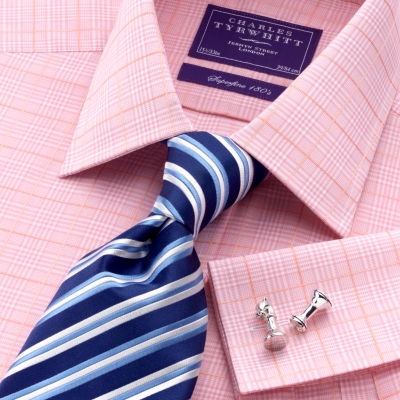 Charles Tyrwhitt Bertie Pink Prince of Wales Two Fold 180s