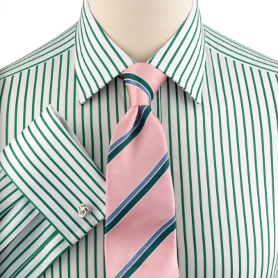 Charles Tyrwhitt Ralph Green Satin Stripe Slim Fit Shirt