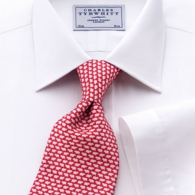 Charles Tyrwhitt White Poplin Short Sleeve Classic Shirt