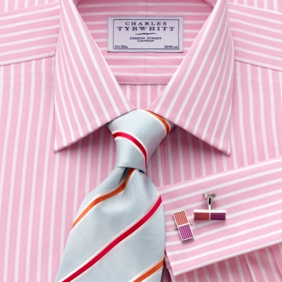 Charles Tyrwhitt Aston Pink Poplin Stripe Classic Shirt