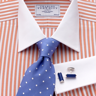 Charles Tyrwhitt Warren Orange Satin Stripe Shirt