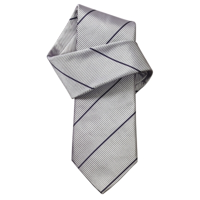 Charles Tyrwhitt Barnaby Silver Stripe Mogador Handmade Woven Tie