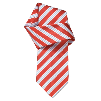 Charles Tyrwhitt Toby Red Seersucker Stripe Handmade Woven Tie