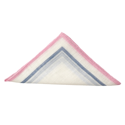Charles Tyrwhitt Blue Pink Stripe Linen Handkerchief