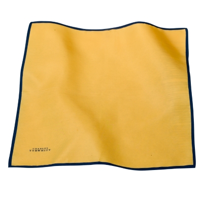 Gold Silk Handkerchief with Blue Trim