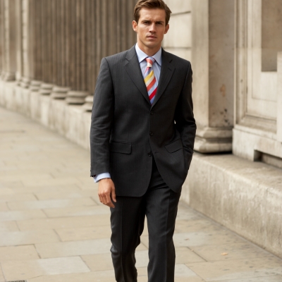 Charles Tyrwhitt Charcoal chalk stripe English Suit Jacket