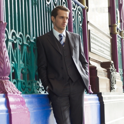 Charcoal Herringbone English Suit Jacket