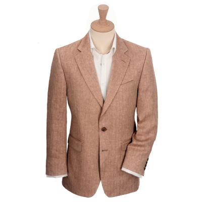 Charles Tyrwhitt Brown Herringbone Linen Jacket