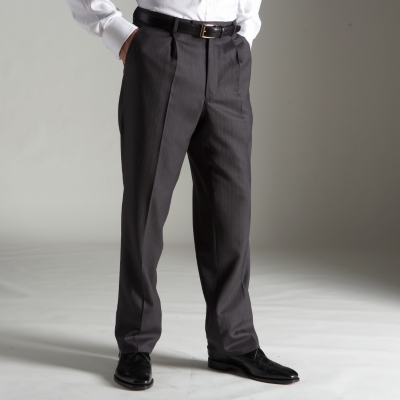 Charcoal Herringbone English Suit Trousers