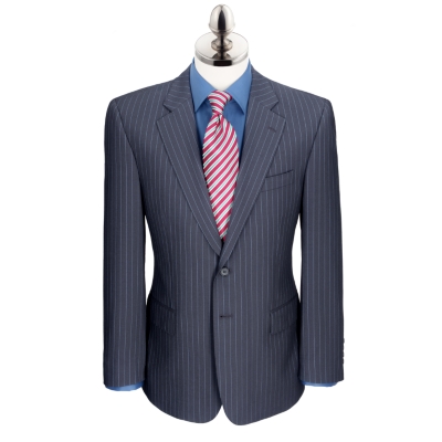 Charles Tyrwhitt Navy Stripe Italian Wool Travel Suit Jacket