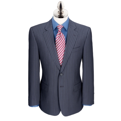 Navy Stripe Italian Wool Travel Suit Jacket